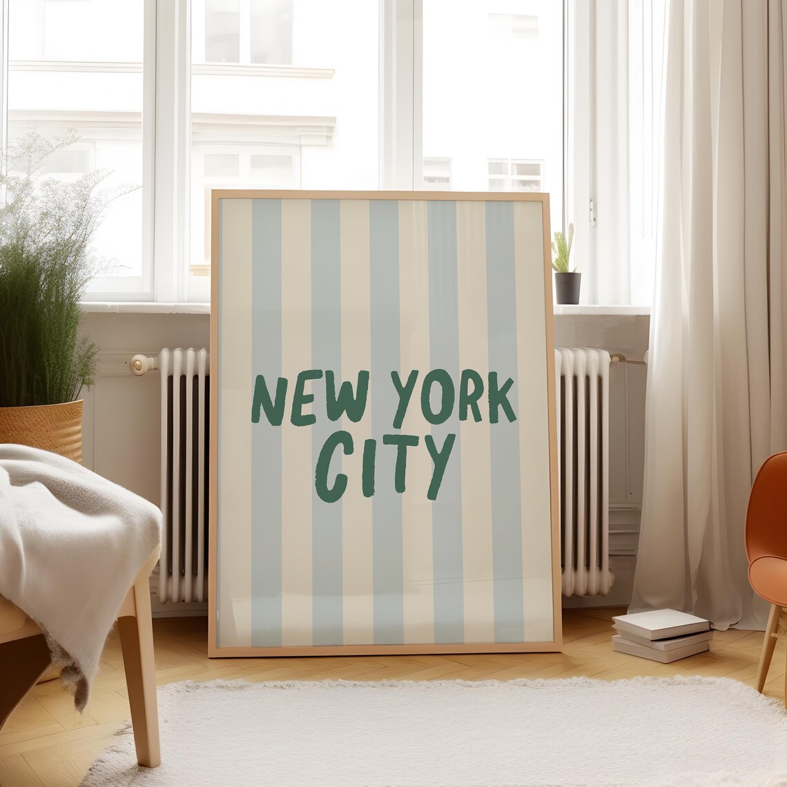 NYC City Name Vertical Illustration Art Print - Image 4