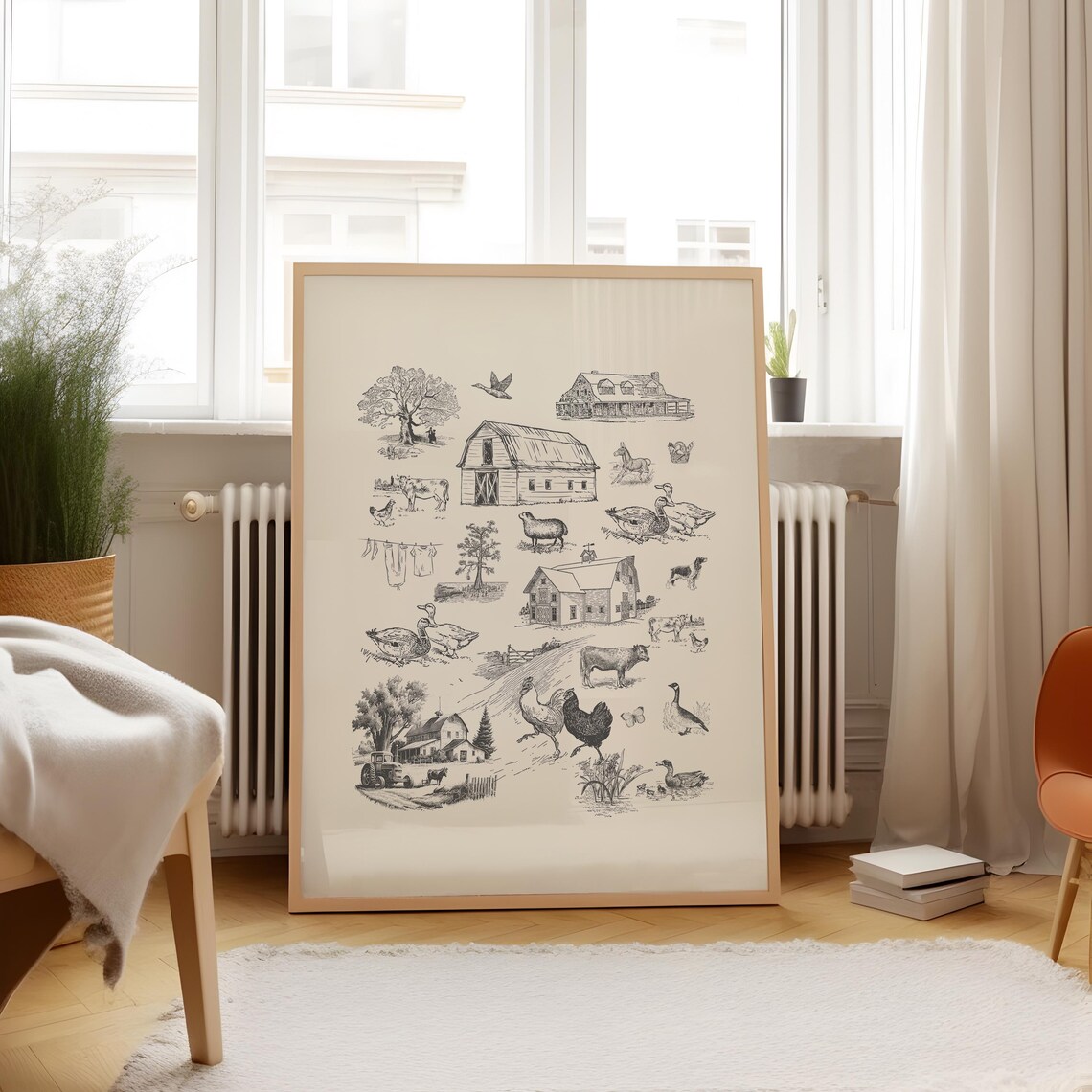 Charcoal Farm Life Toile Illustration, Vintage Art Print - Image 5
