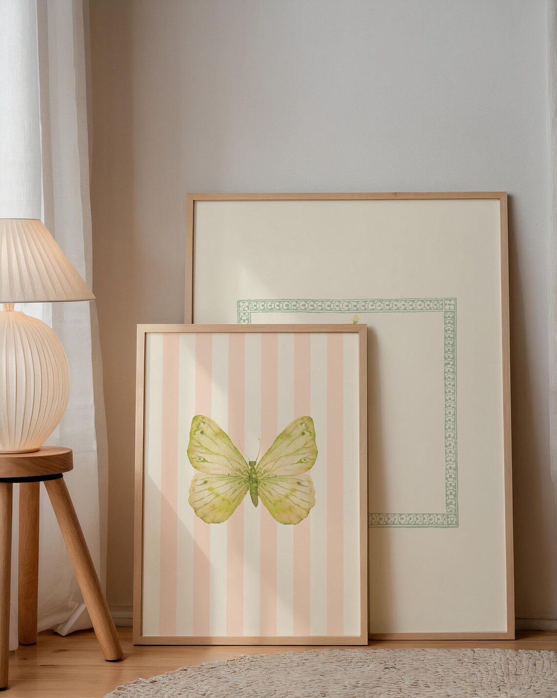 Blush Striped Minimal Butterfly Art Print - Image 5