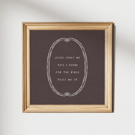 Minimal Sweet Jesus Loves Me Square Print Instant Wall Art Trendy Decor Illustration Living Room Art Nursery Decor