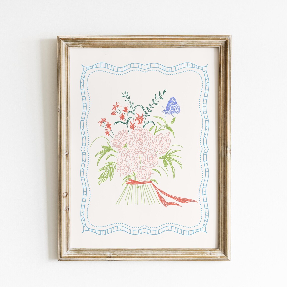 Sweet Doodle Bouquet Abstract Vintage Art Print