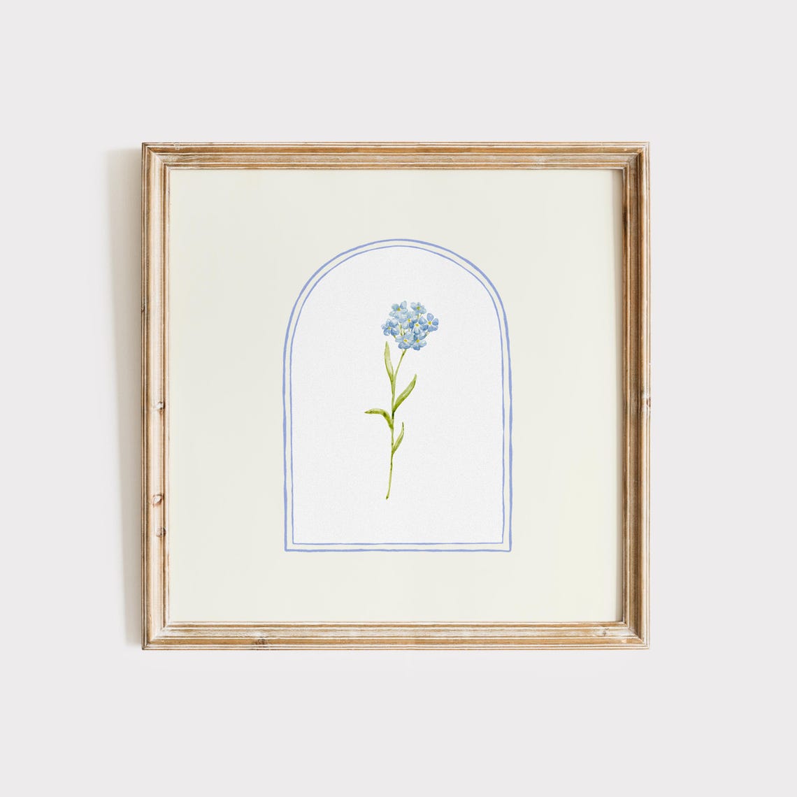 Blue Watercolor Flower Arch Botanical Square Floral Decor Poster