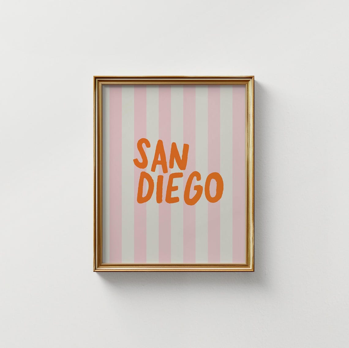 San Diego Bold Orange Typography Pink Striped Vertical City Art Poster - Image 4