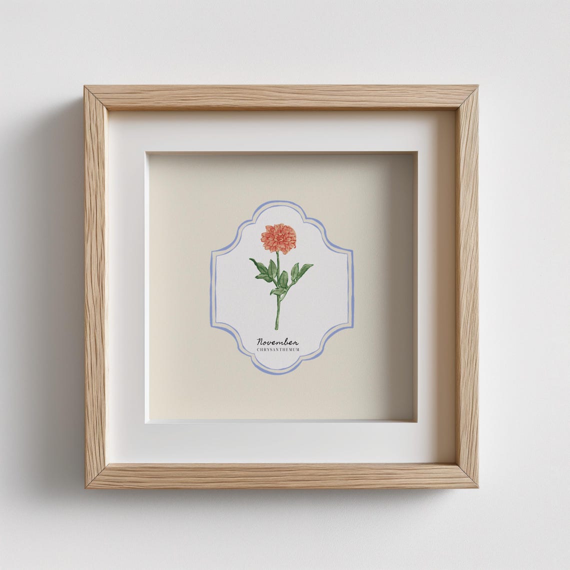 November Chrysanthemum Birth Flower Vintage Botanical Wall Poster - Image 2