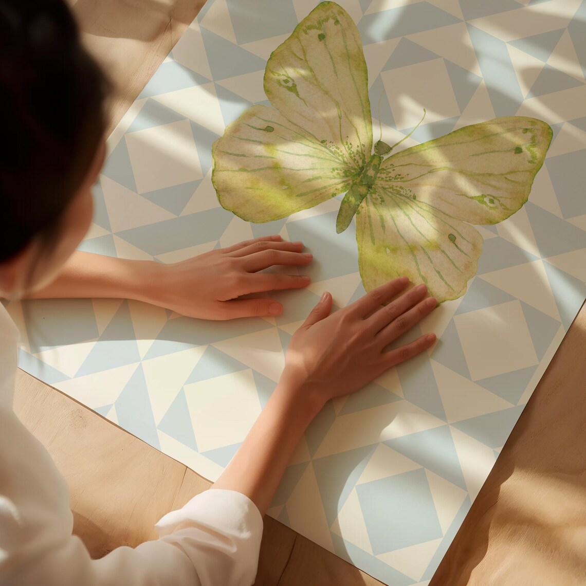 Quilted Butterfly Illustration, Nursery Decor - Image 2