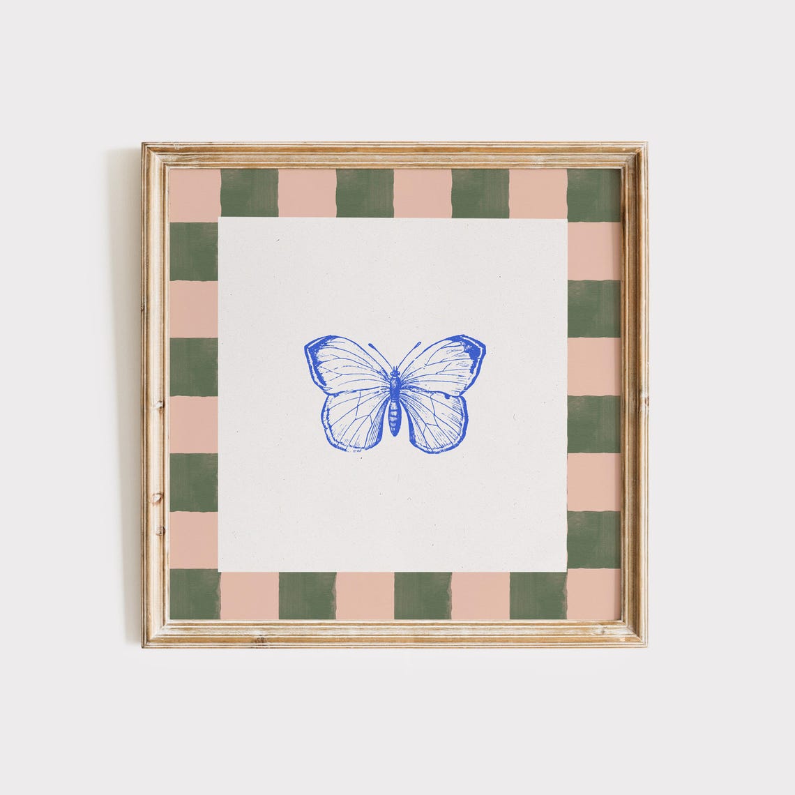 Blush And Green Butterfly Print Instant Wall Art Trendy Decor Illustration Living Room Art Nursery Square