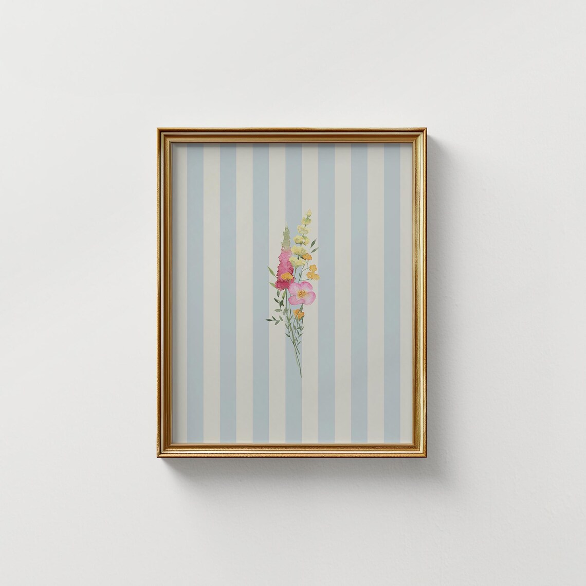 Blue Striped Floral Illustration, Nursery Art Print - Image 5