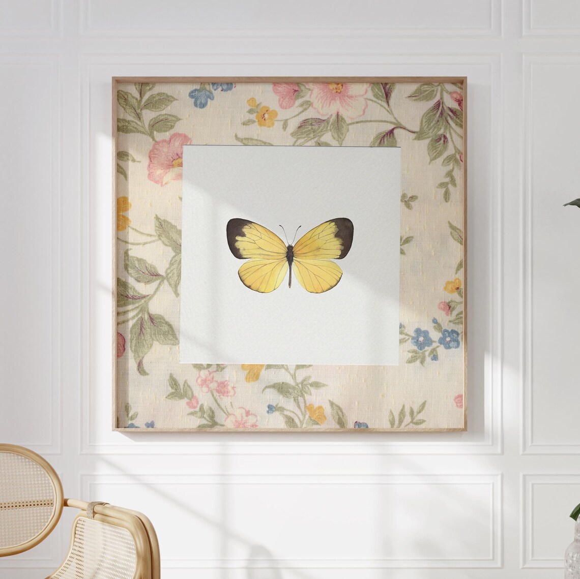 Vintage Fabric Butterfly Art Print, Nursery Decor - Image 2