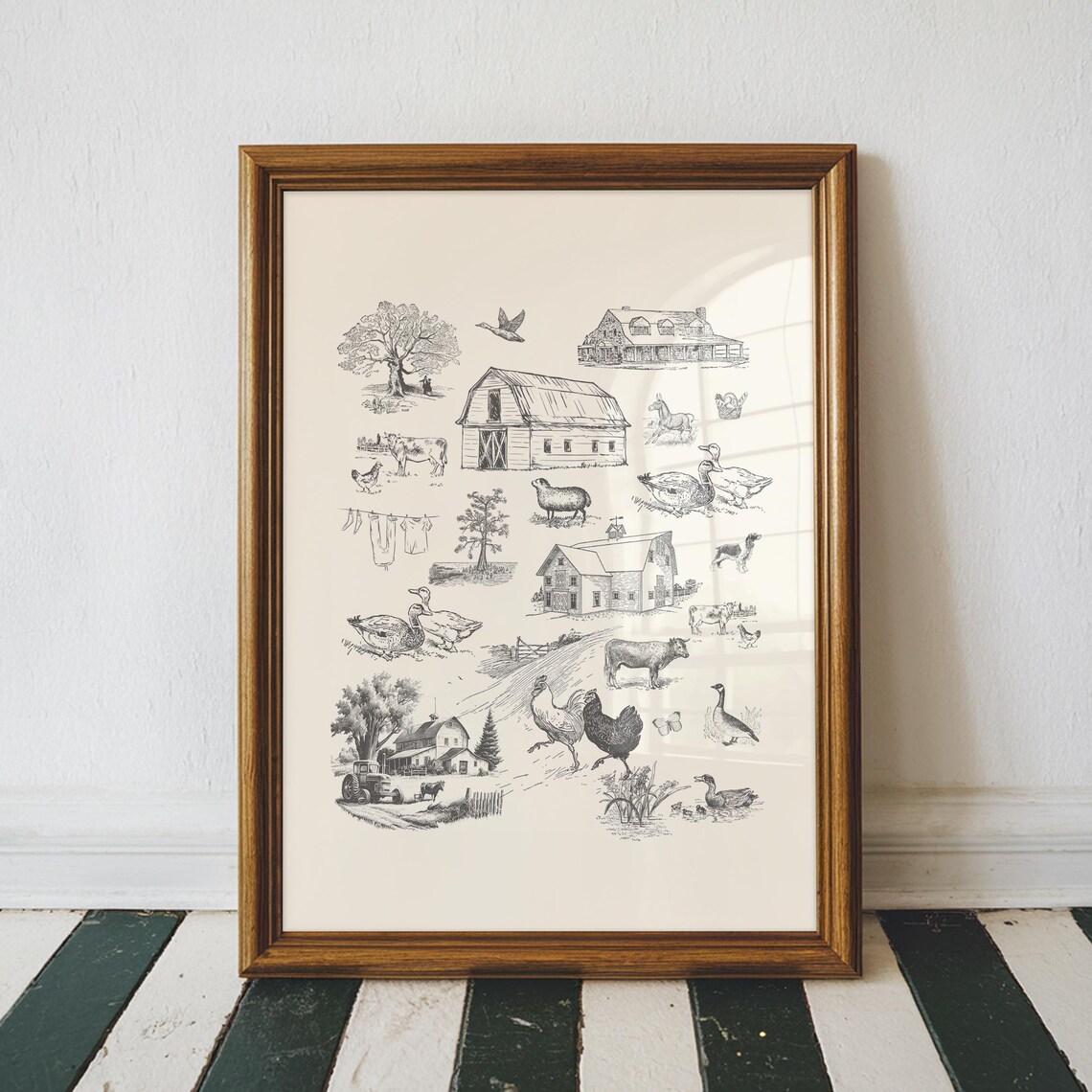 Charcoal Farm Life Toile Illustration, Vintage Art Print - Image 4