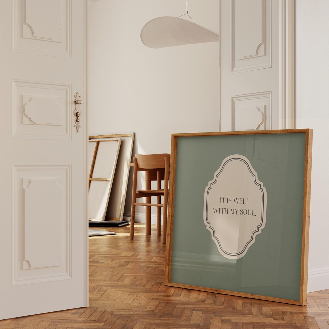 Sage Green Square It Is Well With My Soul Quote Ornate Faith Poster - Image 4