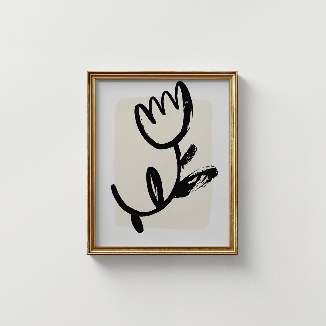 Bold Black Abstract Tulip Ink Brushstroke Modern Botanical Wall Art - Image 5