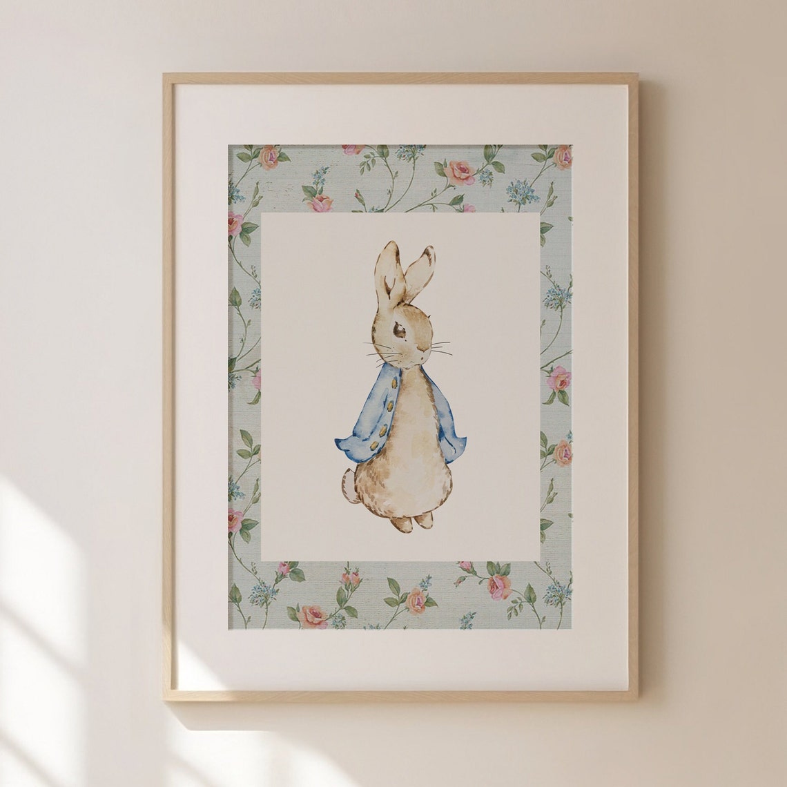 Beloved Classic Peter Rabbit Watercolor with Floral Border Poster - Image 2