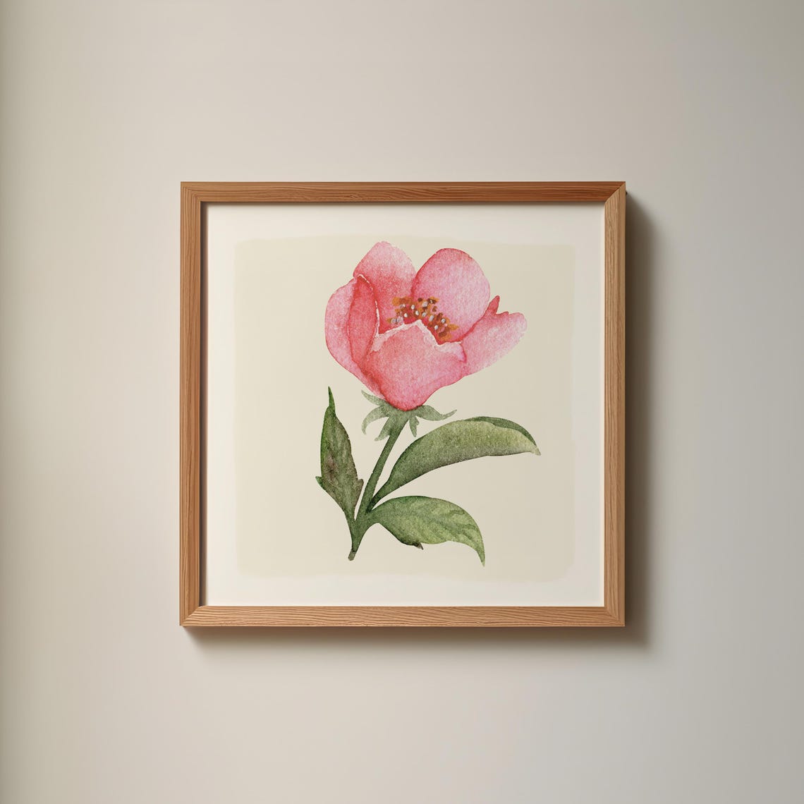 Single Pink Open Bloom Watercolor Botanical Wall Art Print Decor - Image 5