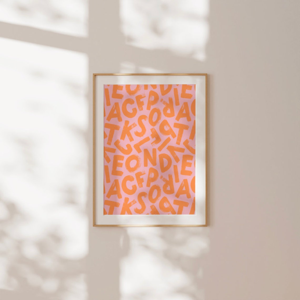 Pink and Orange Abstract Alphabet Letter Pattern Bold Art Poster - Image 2