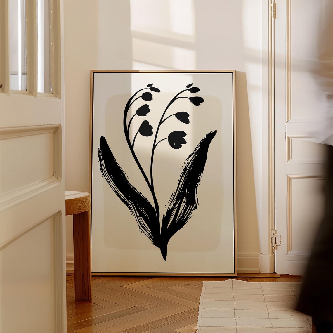 Black Ink Lily Of The Valley Botanical Abstract Wall Art Print - Image 5