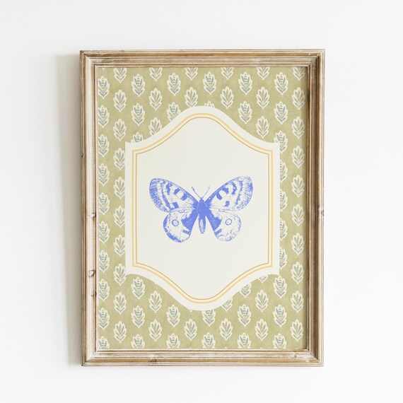 Butterfly Floral Illustration, Watercolor Botanical Art Print