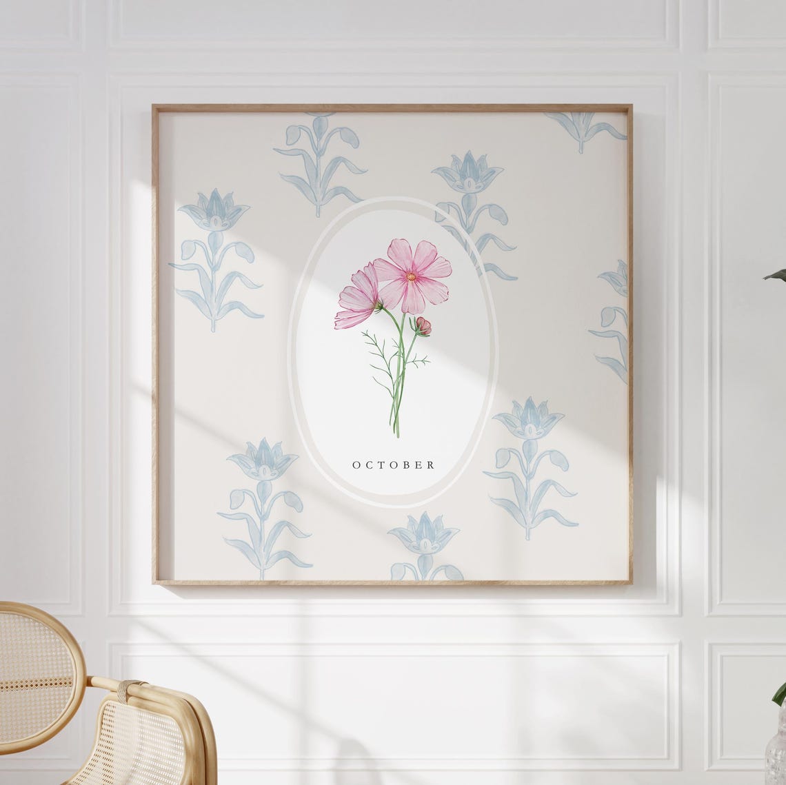 October Cosmos Birth Month Flower Watercolor Botanical Poster - Image 3
