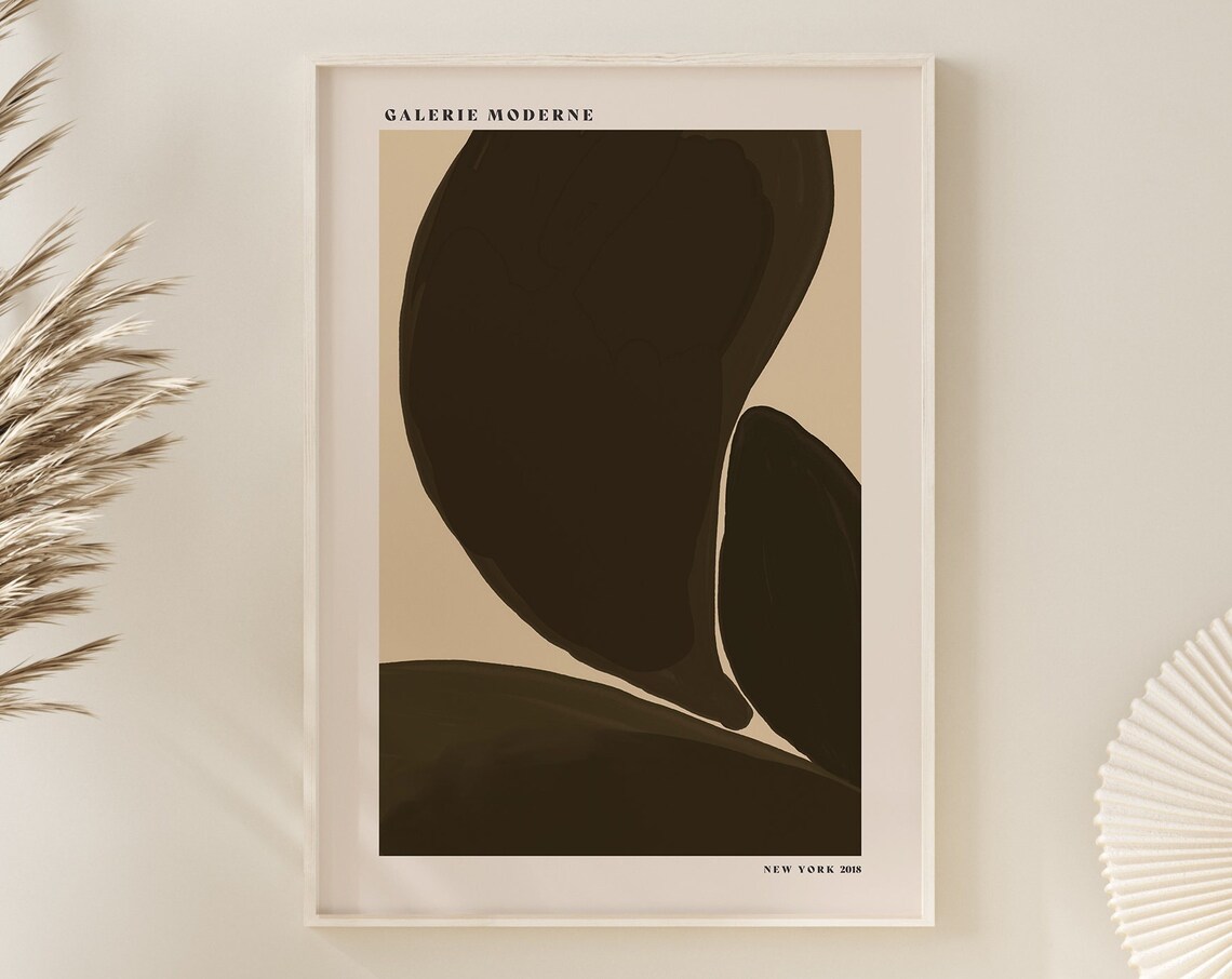 Galerie Moderne Dark Brown Organic Abstract Shapes Moody Wall Poster