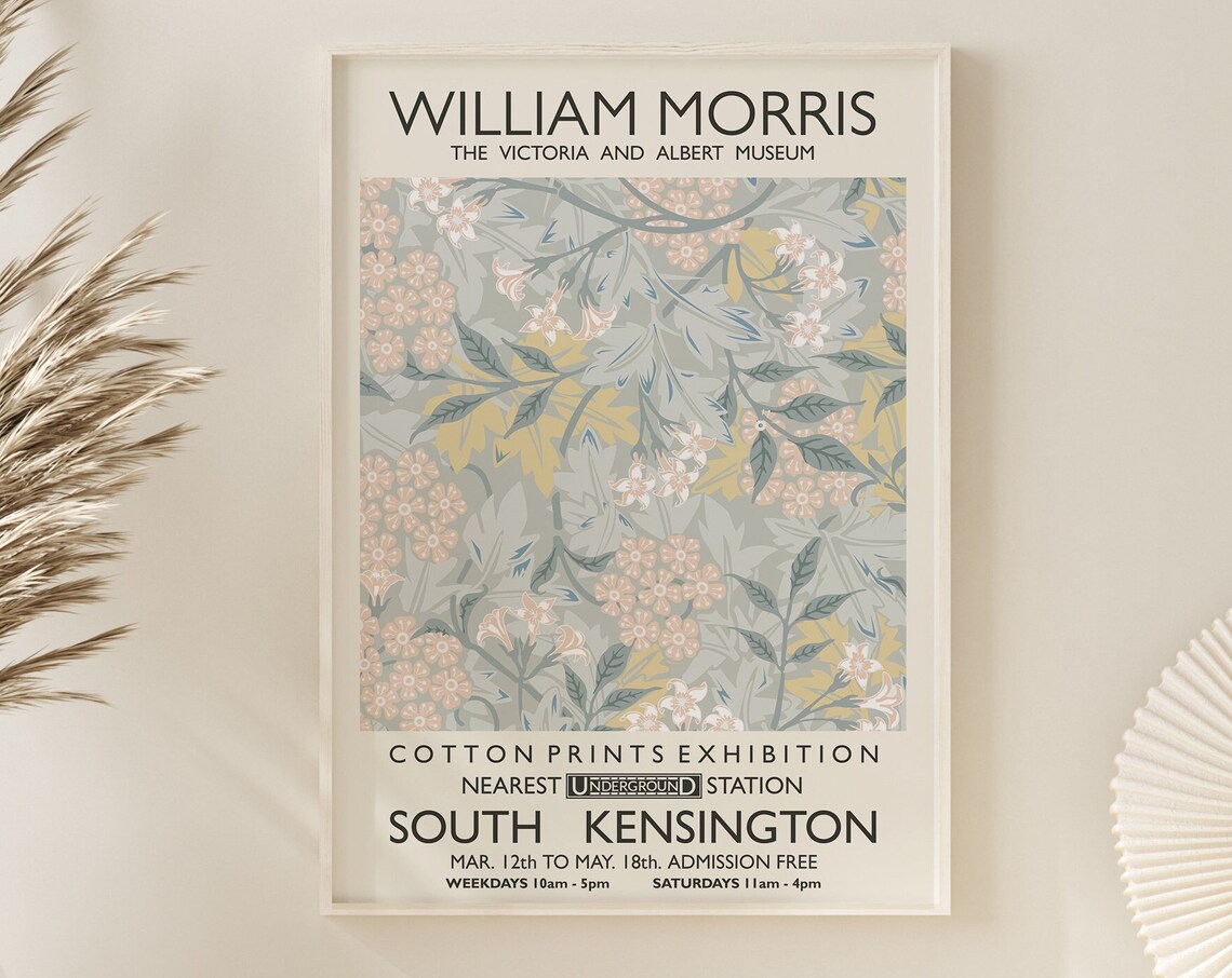 William Morris Cotton Prints Exhibition South Kensington Floral Poster - Image 3