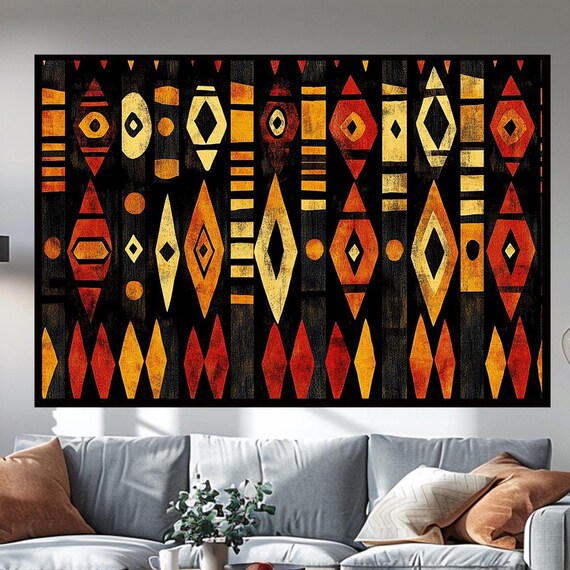 Tribal Art African Wall Art Tribal Print Wall Art Carpet Pattern Decor Vintage Wall Art Baho Decor Unique Home Decor Gift Art