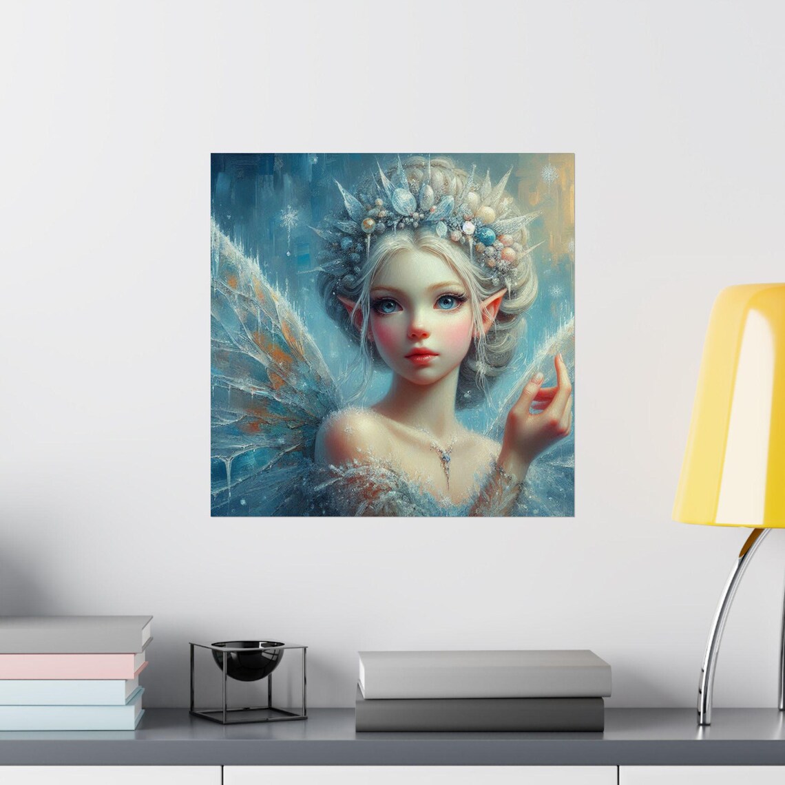 Ice Fairy with Crystal Wings in Winter Snow Fantasy Art Poster - Image 2