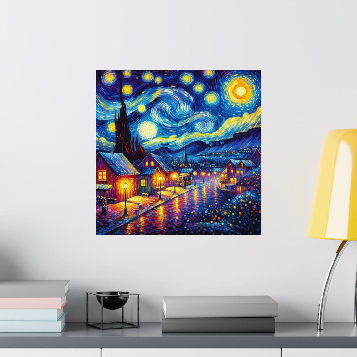 Starry Night Village Matte Vertical Posters Cozy Home Decor Art Prints For Living Room Unique Gift For Art Lovers Wall Art For Bedroom - Image 2