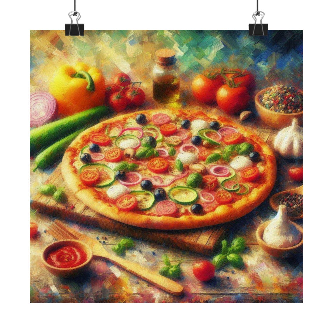 Delicious Colorful Pizza Still Life for the Italian Kitchen Poster