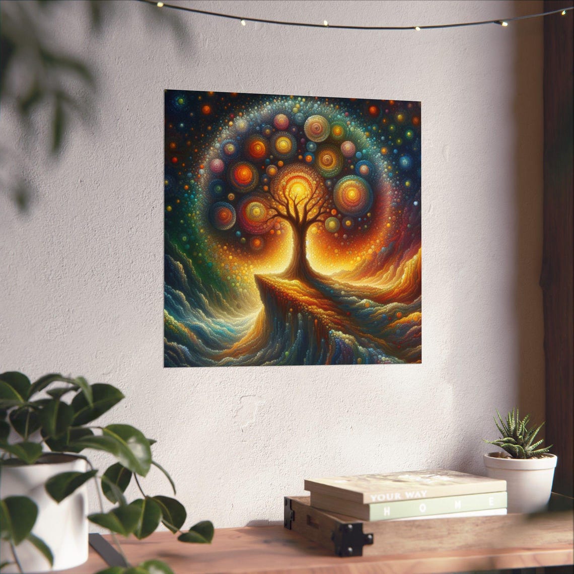 Glowing Tree of Life with Cosmic Orbs Surreal Abstract Art Poster - Image 4