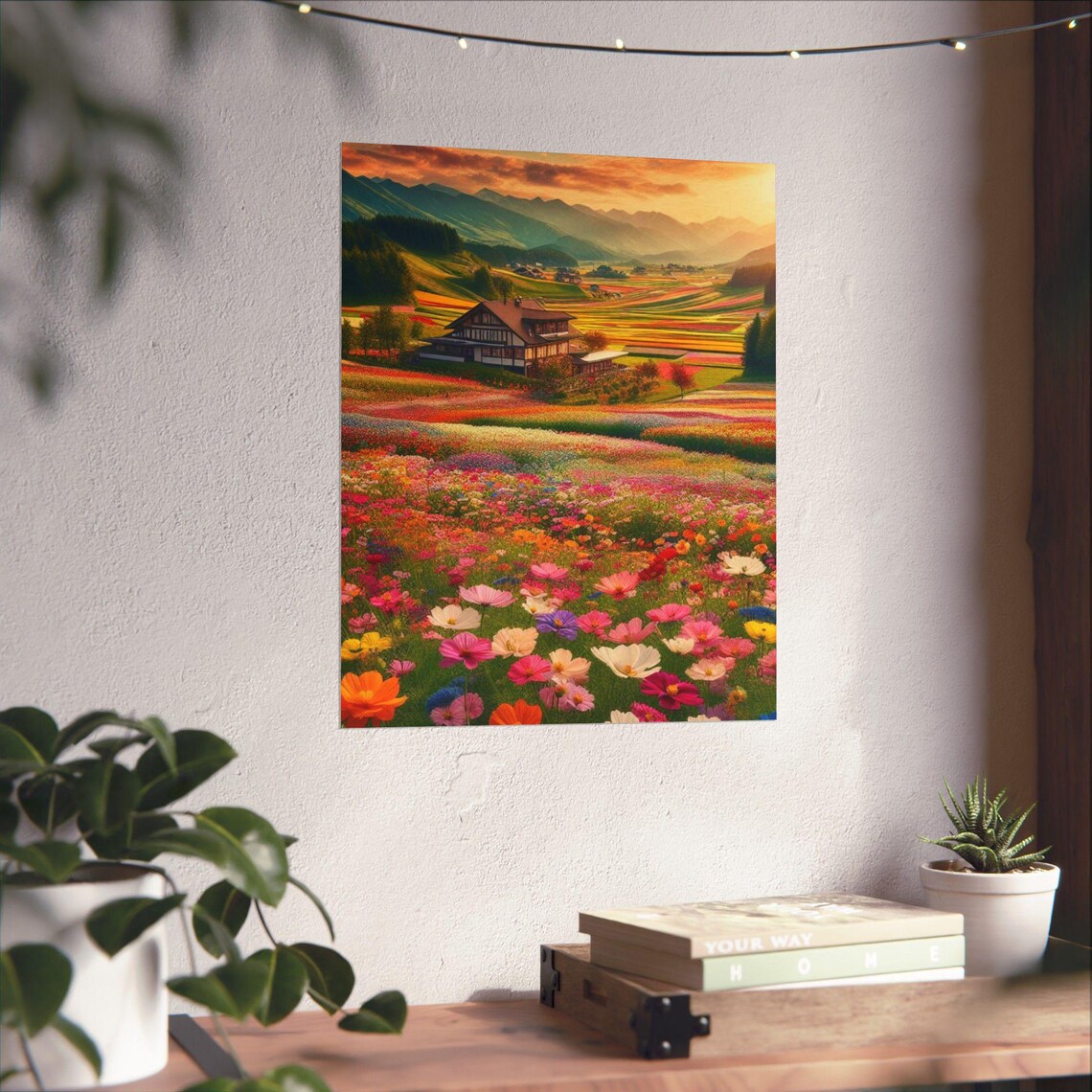 Colorful Impressionist Flower Garden Poster in Pink and Orange Hues - Image 2