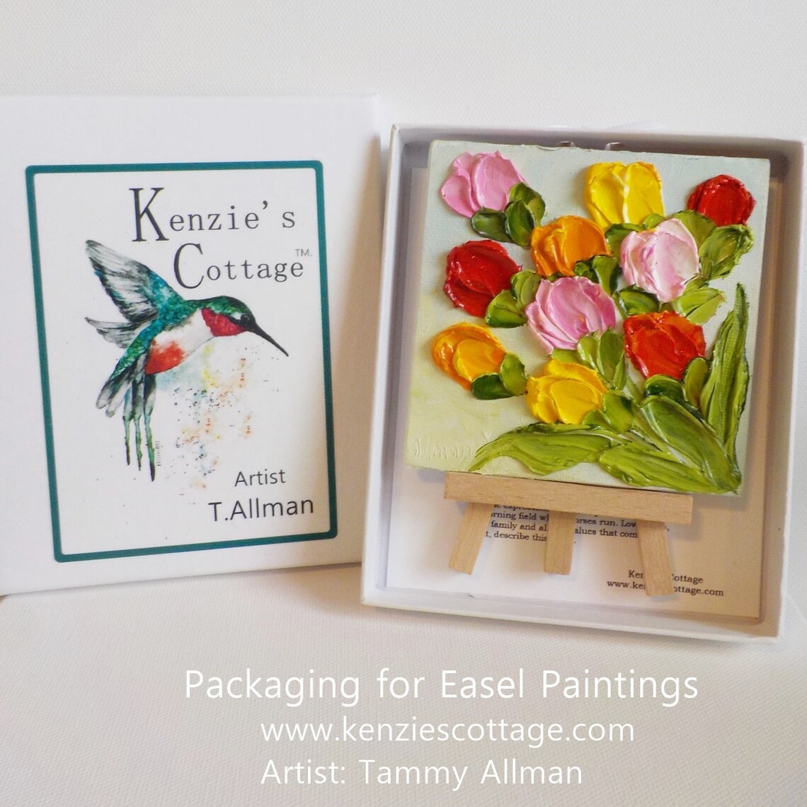 Miniature Apricot Ranunculus Impasto Painting - Image 3