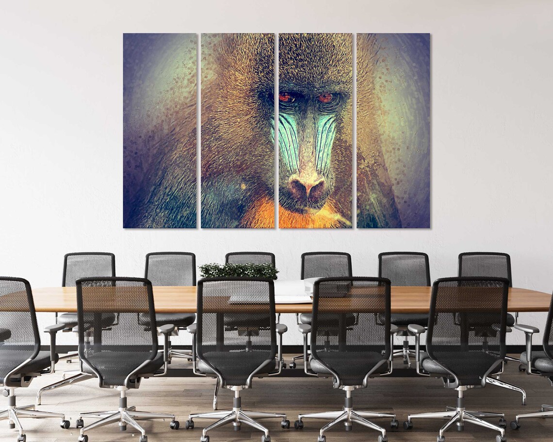 Mandrill Portrait Close Up Wild Primate Colorful Face Wildlife Poster - Image 4