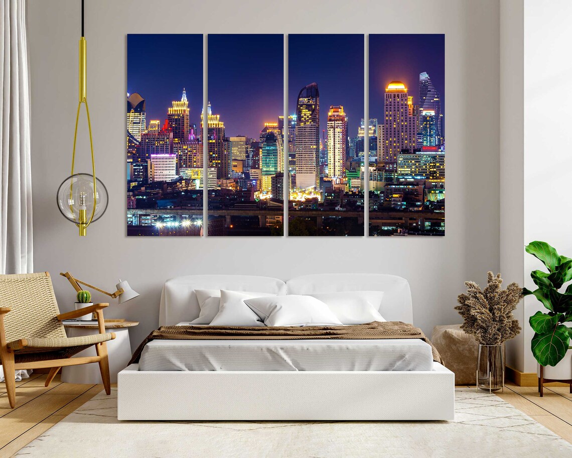 Bangkok Thailand Skyline Night Golden Tower Lights Cityscape Poster - Image 6