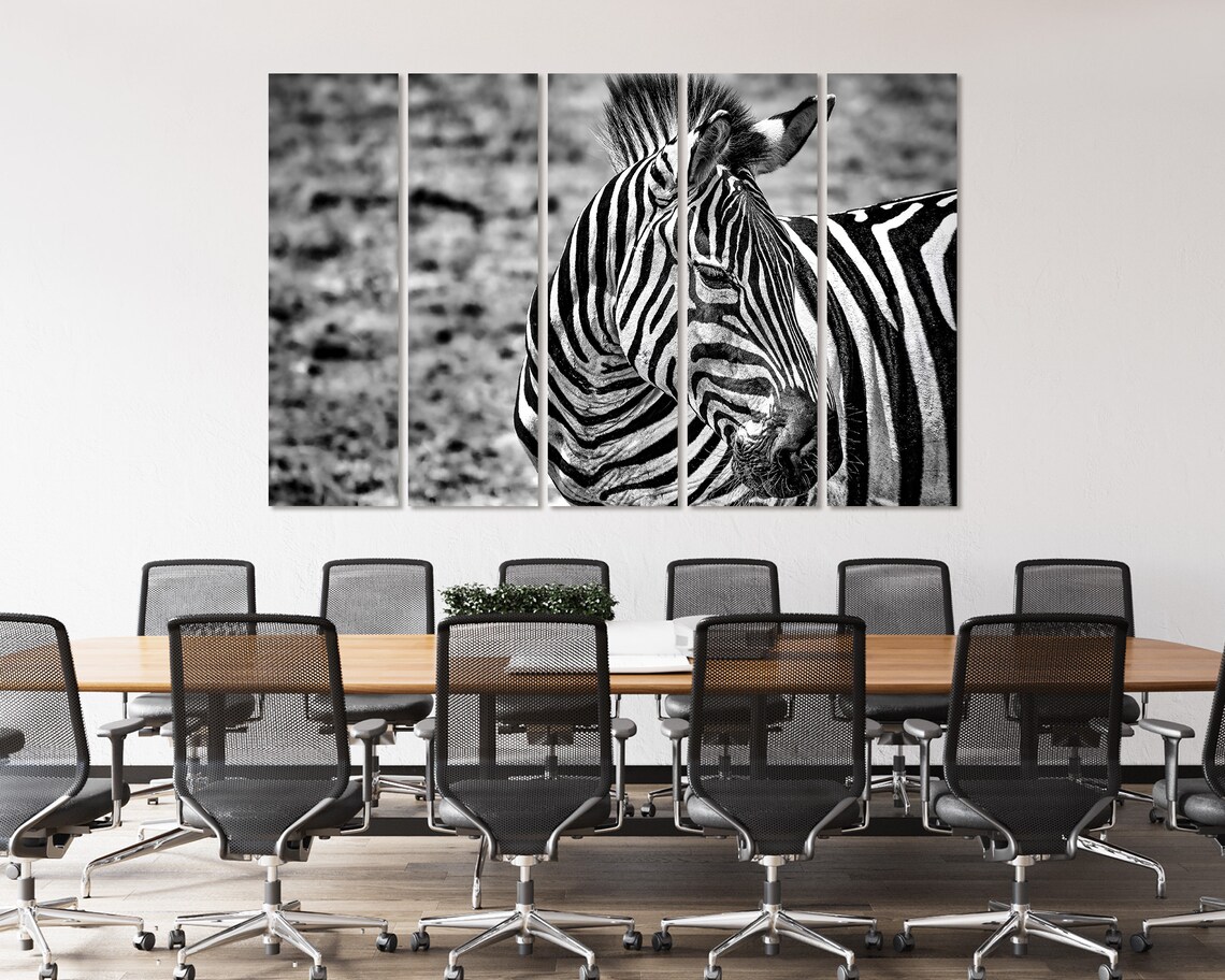 Black White Zebra Portrait Stripes Safari Wildlife Photography Wall Art Poster - Image 4