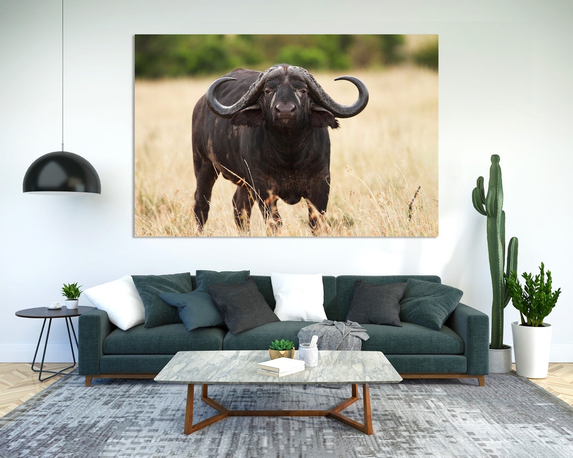 Big Black Buffalo Picture Art Print On Buffalo Painting Art Buffalo Wall Decoration Buffalo Art For Gifts Wild Animals Large Art - Image 2