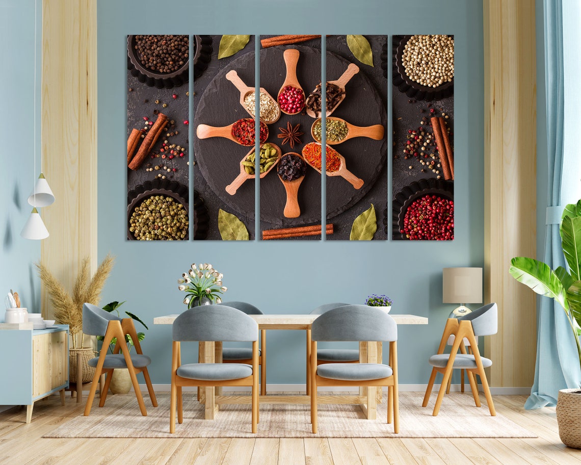 Colorful Spices Wooden Spoons Circle Top Down Kitchen Art Poster - Image 8