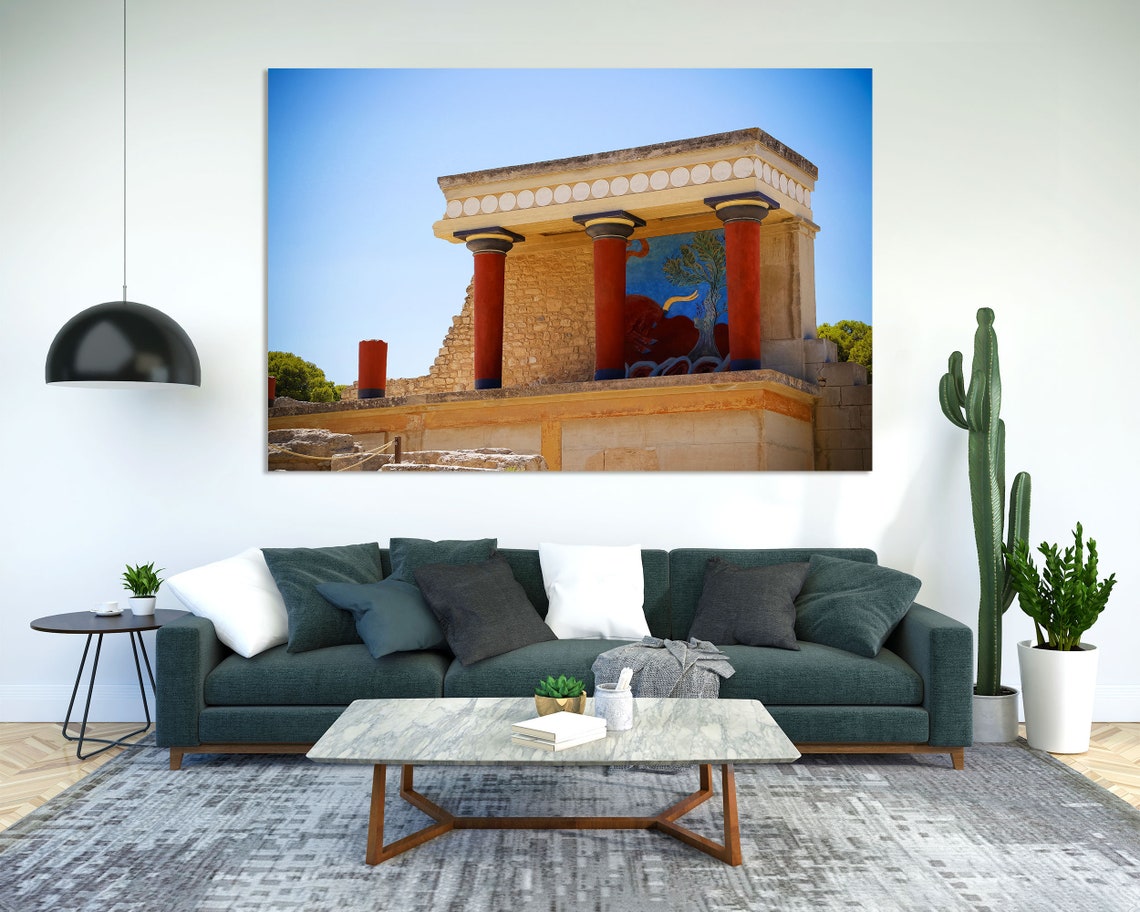 Knossos Palace Crete Minoan Red Columns Bull Fresco Greece Poster - Image 2