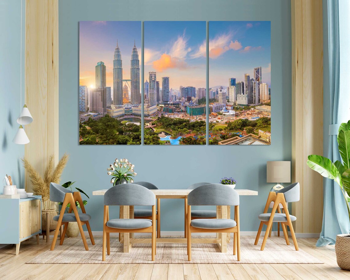Kuala Lumpur Petronas Towers Sunset Skyline Malaysia Travel Poster - Image 3