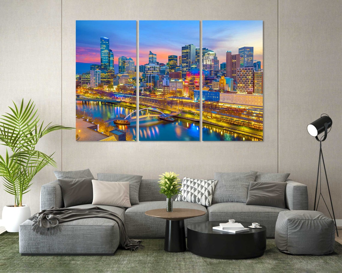 Melbourne Australia Skyline Twilight Yarra River City Lights Poster - Image 7