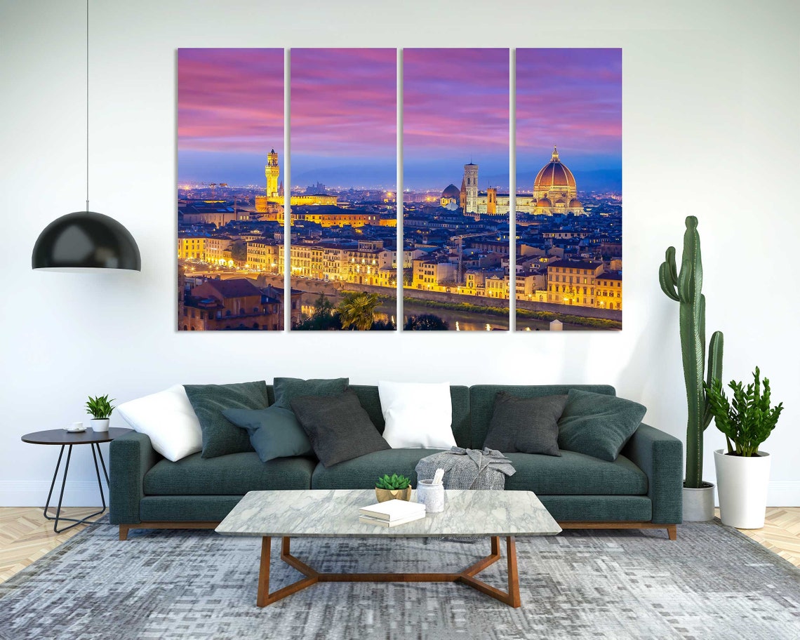 Florence Italy Night Duomo Pink Sky Arno River Lights Travel Poster - Image 7