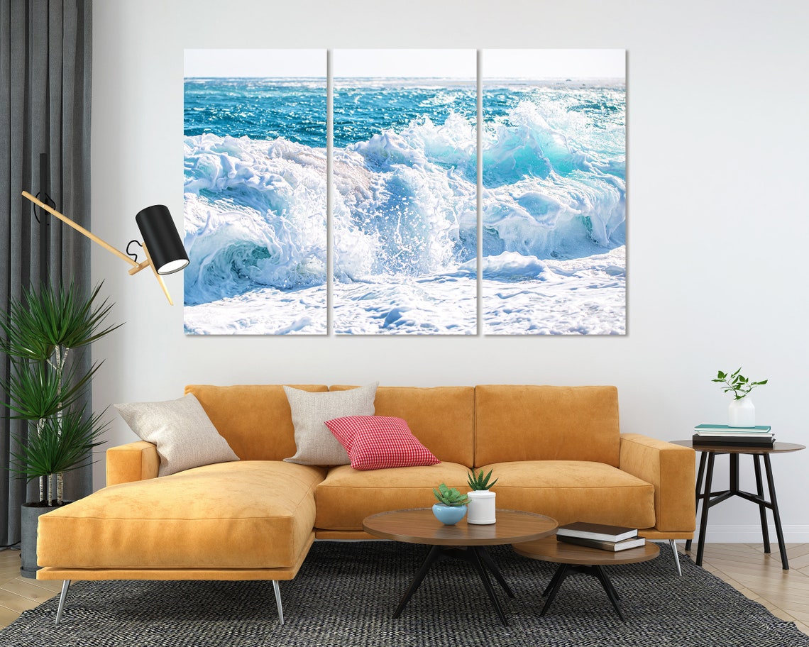Raging Sea Wave For Wall Decor With Foam Waves For Kitchen Seascape Painting Decor For Home Nautical Artwork On Coast Print Art - Image 5