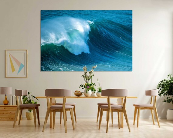 Very Big Sea Wave Printing Art On Surfing Art Decor For Wall Blue Ocean Wave Modern Artwork Nautical Painting Art Sea Wave Arts