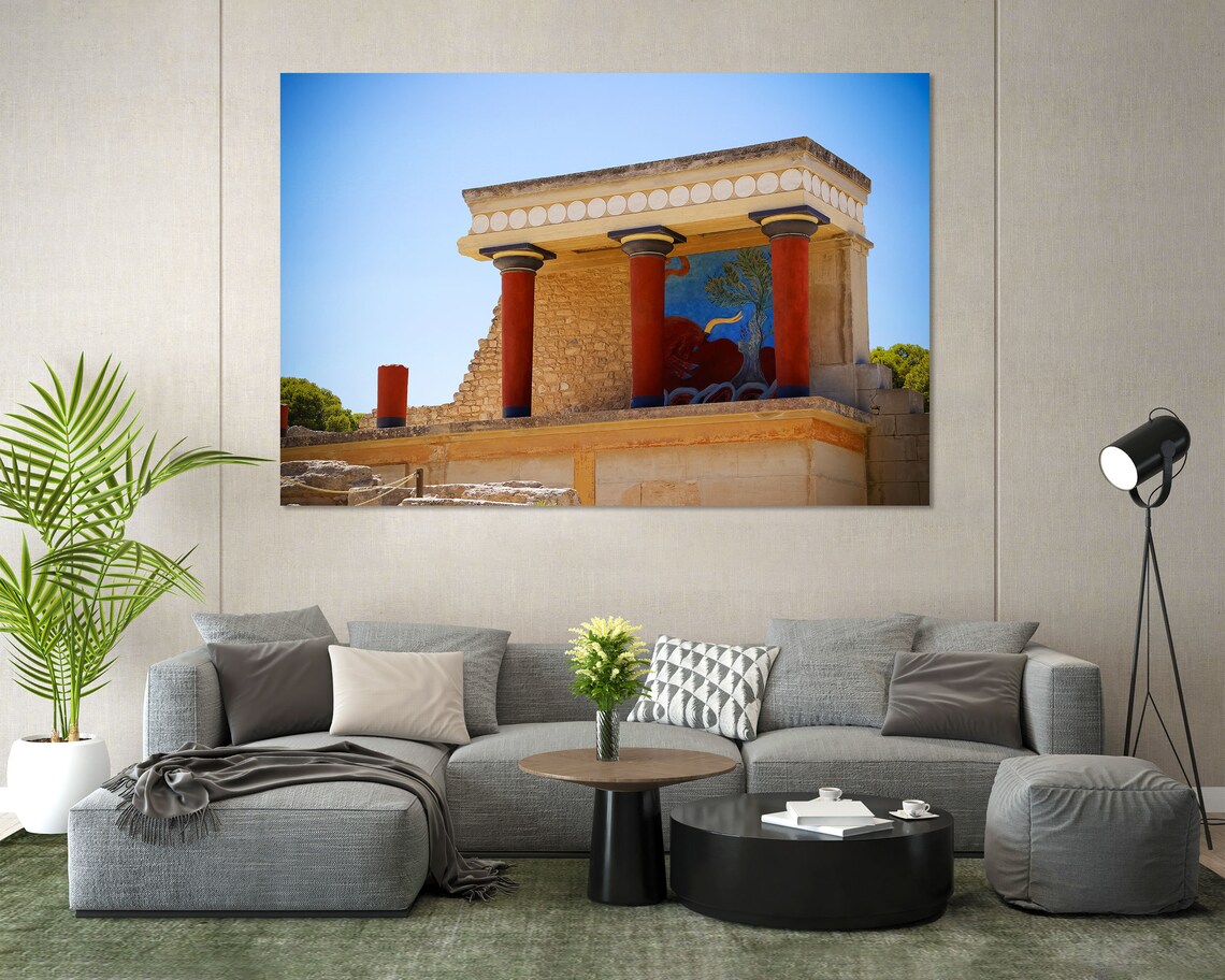 Knossos Palace Crete Minoan Red Columns Bull Fresco Greece Poster - Image 8