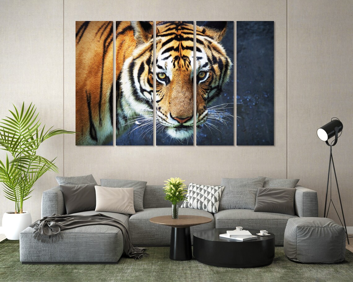 Tiger Close Up Face Portrait Intense Eyes Orange Stripes Wildlife Art Poster - Image 8