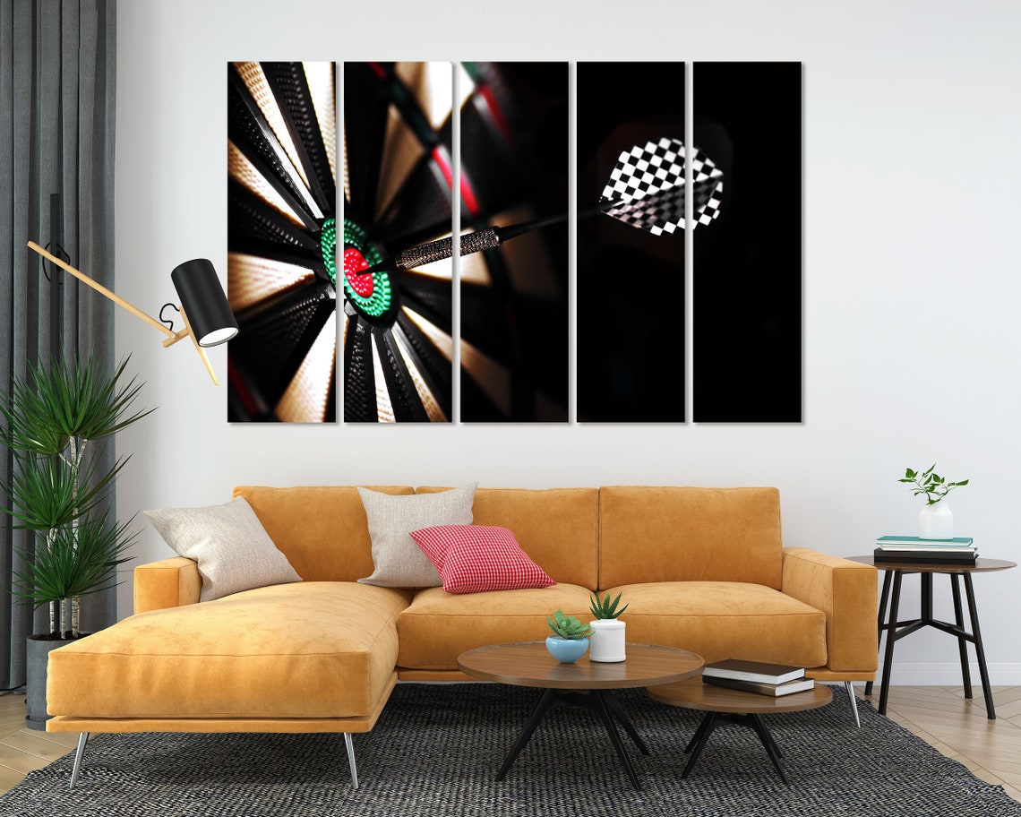 Dart Hitting Bullseye Black Background Target Focus Photography Poster - Image 4