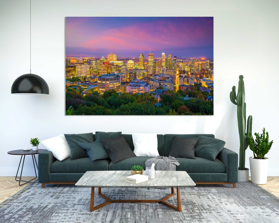 Montreal Canada Panoramic Skyline At Night With Colorful Sky Poster - Image 2