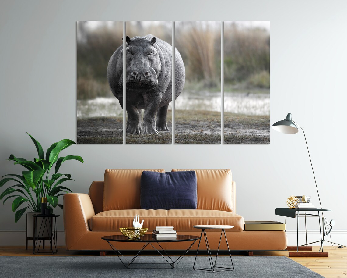 Hippopotamus African Safari Animal Wildlife Portrait Gray Hippo Wall Poster - Image 7