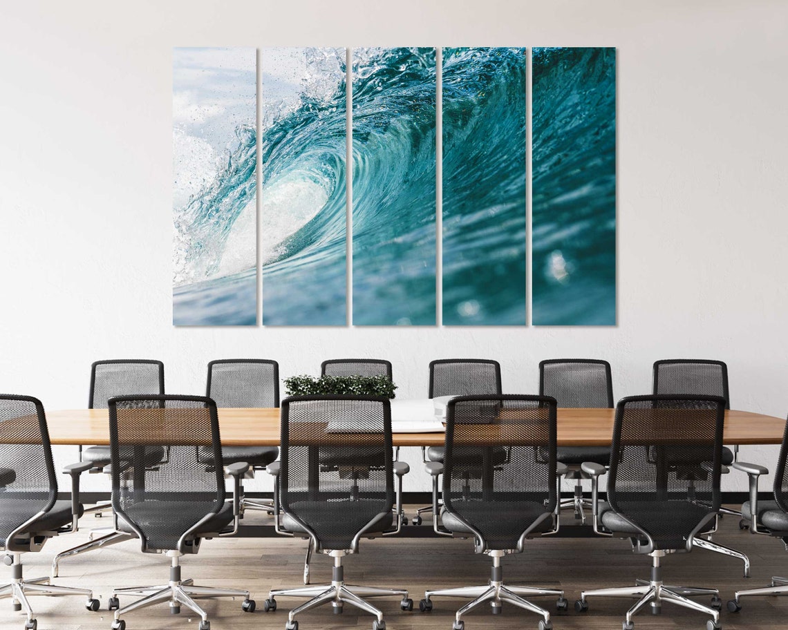 Turquoise Ocean Wave Curling Barrel Surf Seascape Blue Art Poster - Image 4