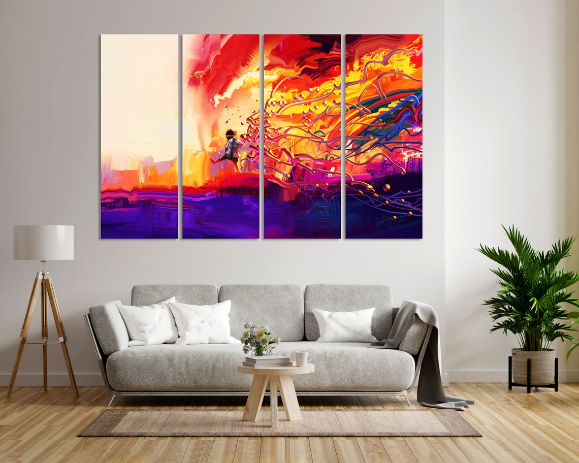 Girl Running Through Colorful Swirling Paint Joyful Abstract Poster - Image 8