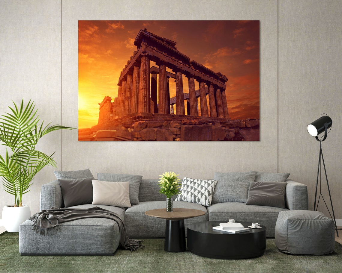 Parthenon Athens Greece Sunset Golden Columns Ancient Temple Poster - Image 7