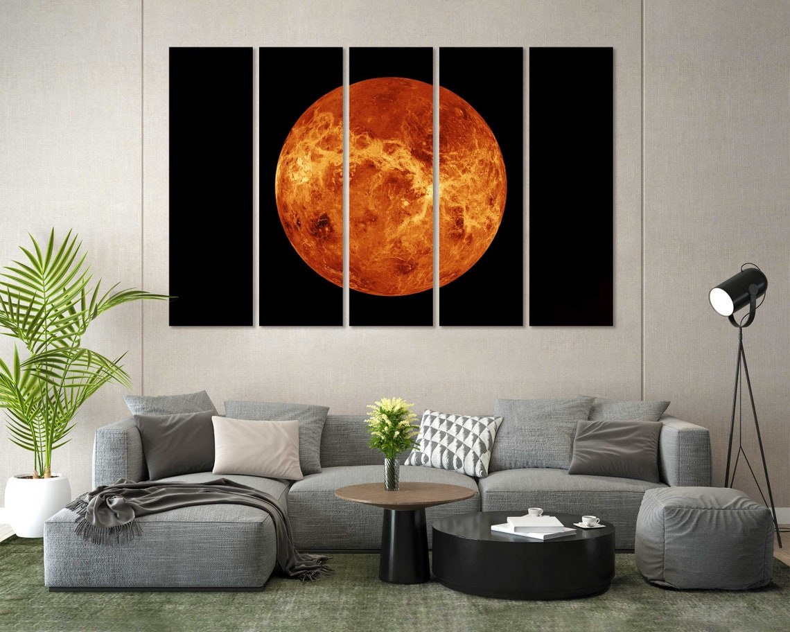 Planet Venus Close Up Fiery Orange Surface in Deep Space Art Print - Image 7